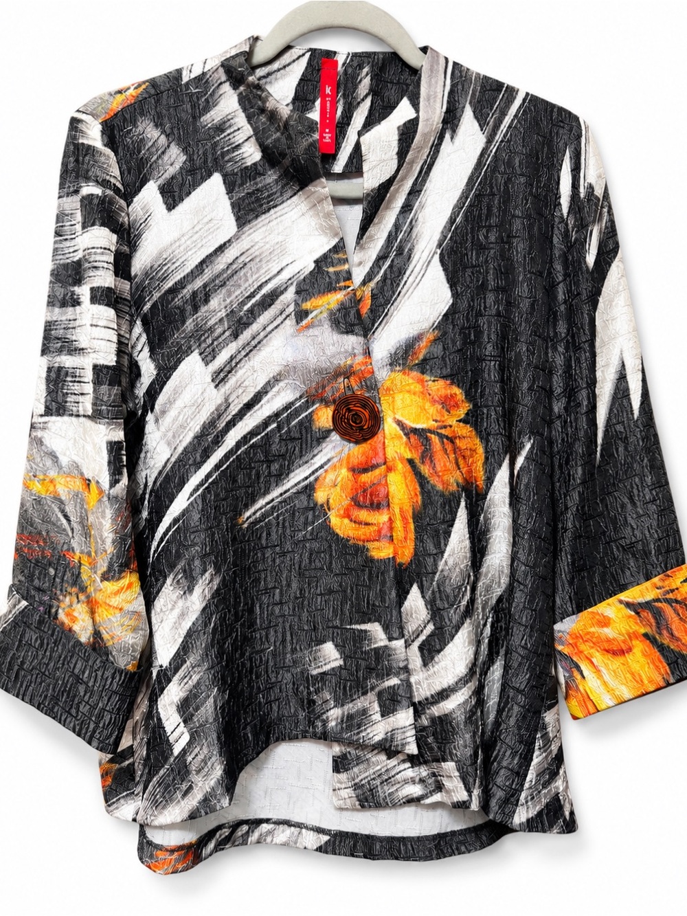 IC by Connie K Asymmetrical Lagenlook Jacket Abstract Art Made in USA Medium